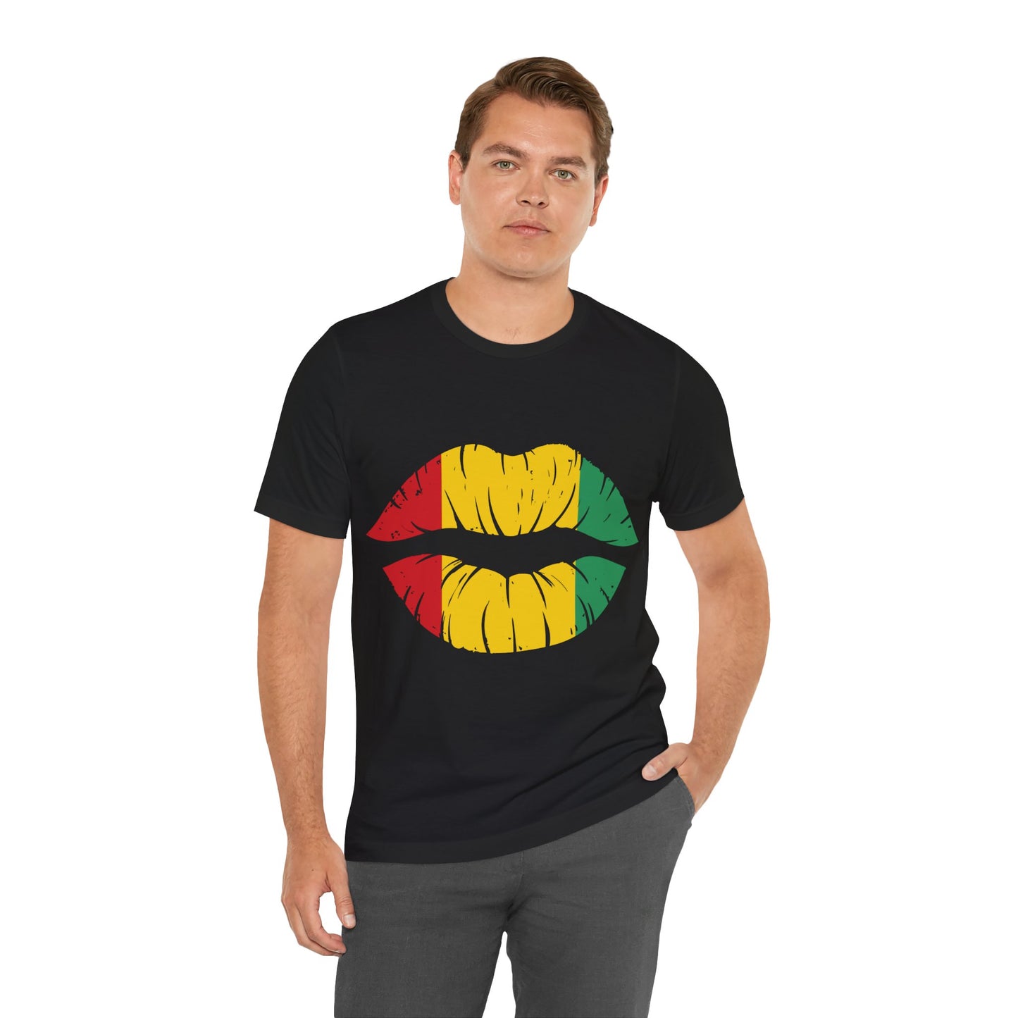 Cute Trendy Top with Red, Grenn and Yellow Lips Unisex Jersey Short Sleeve Tee