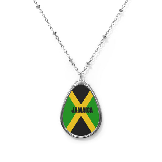 Jamaica Flag Oval Necklace