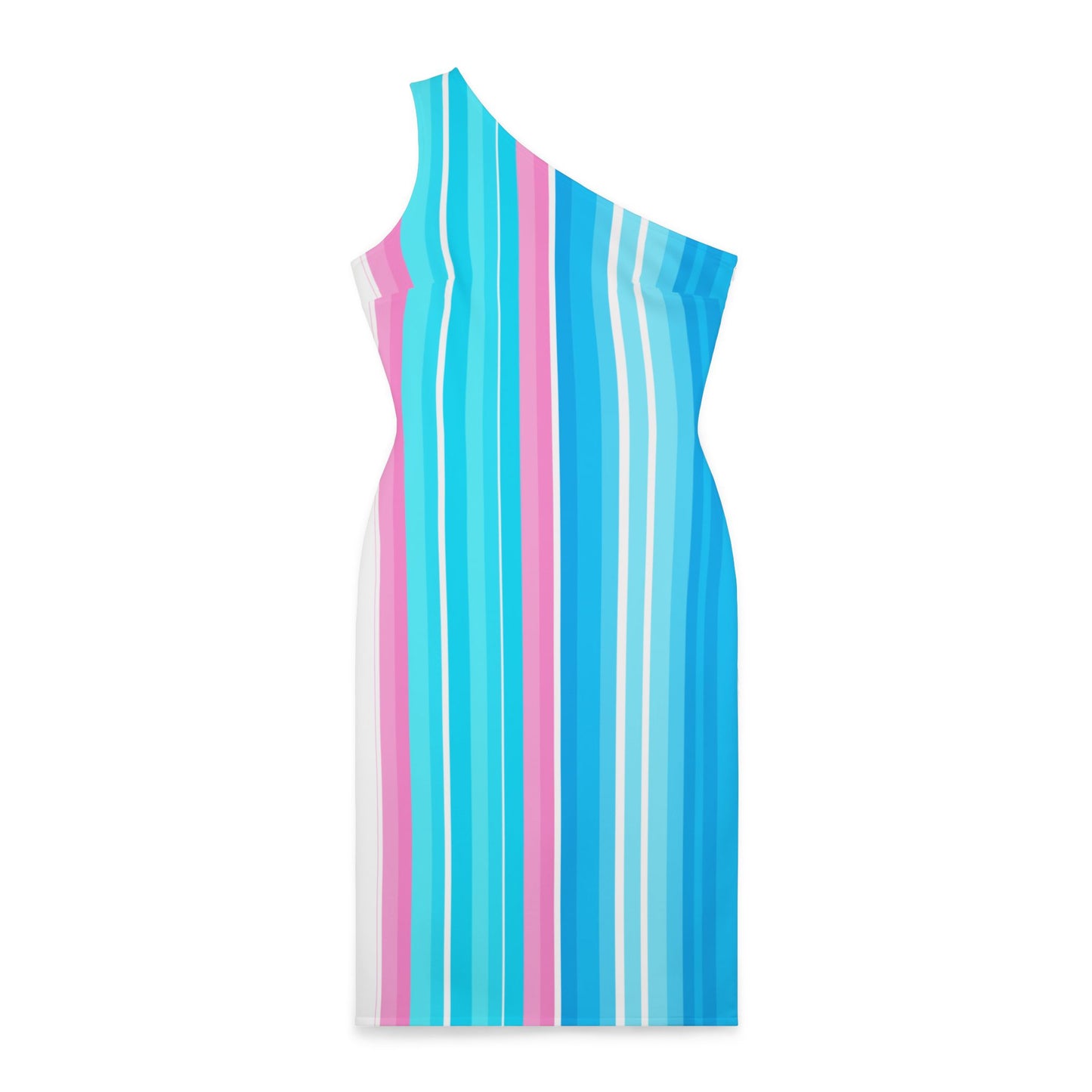 Blue Stripe Shoulder Dress (AOP)