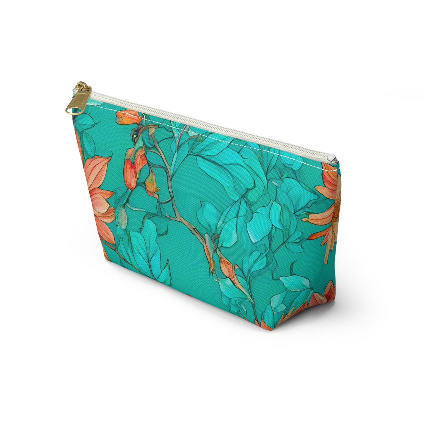 Floral Accessory Pouch/Make-up Bag wide T-bottom