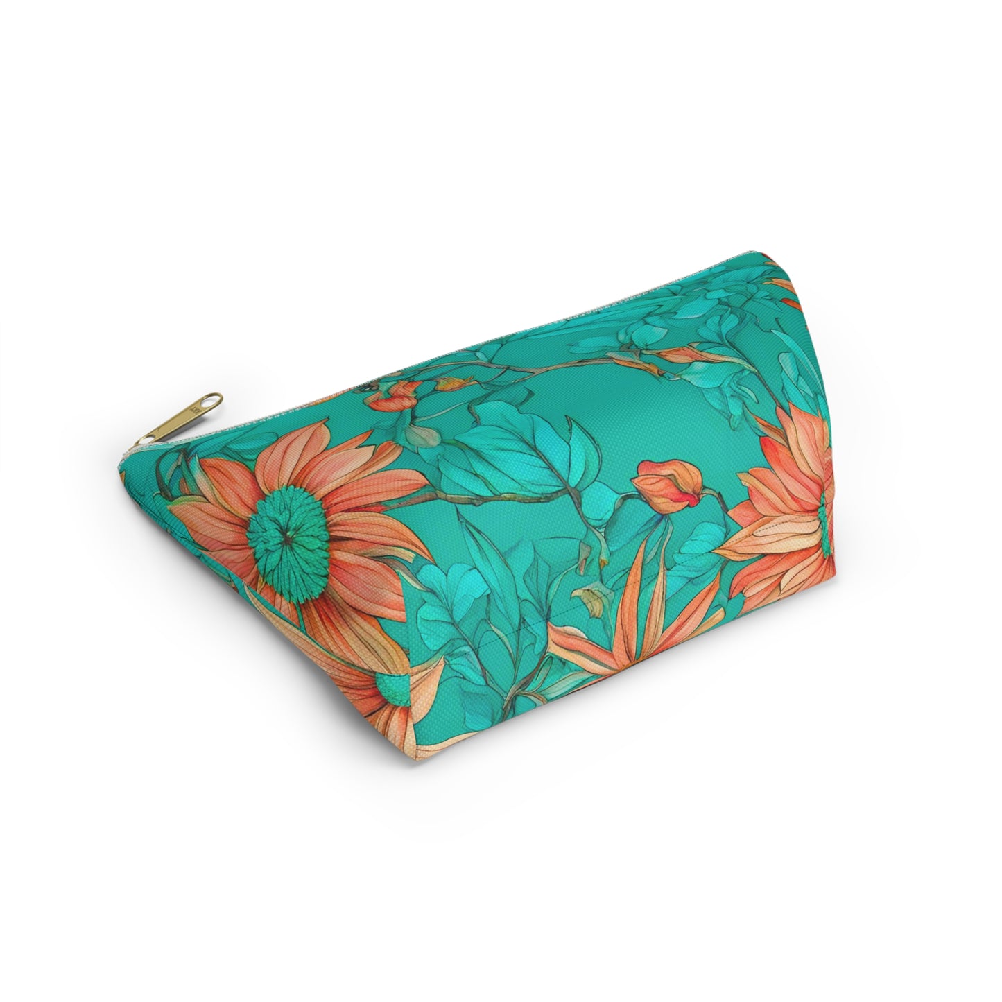 Floral Accessory Pouch/Make-up Bag wide T-bottom