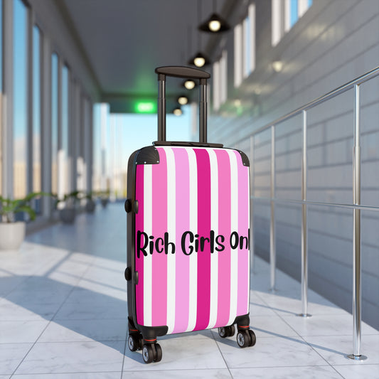 Suitcase for the Elite "Rich Girls Only" Suitcase Pink, White and Black