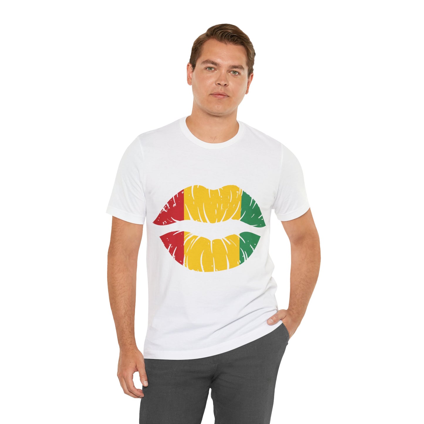 Cute Trendy Top with Red, Grenn and Yellow Lips Unisex Jersey Short Sleeve Tee