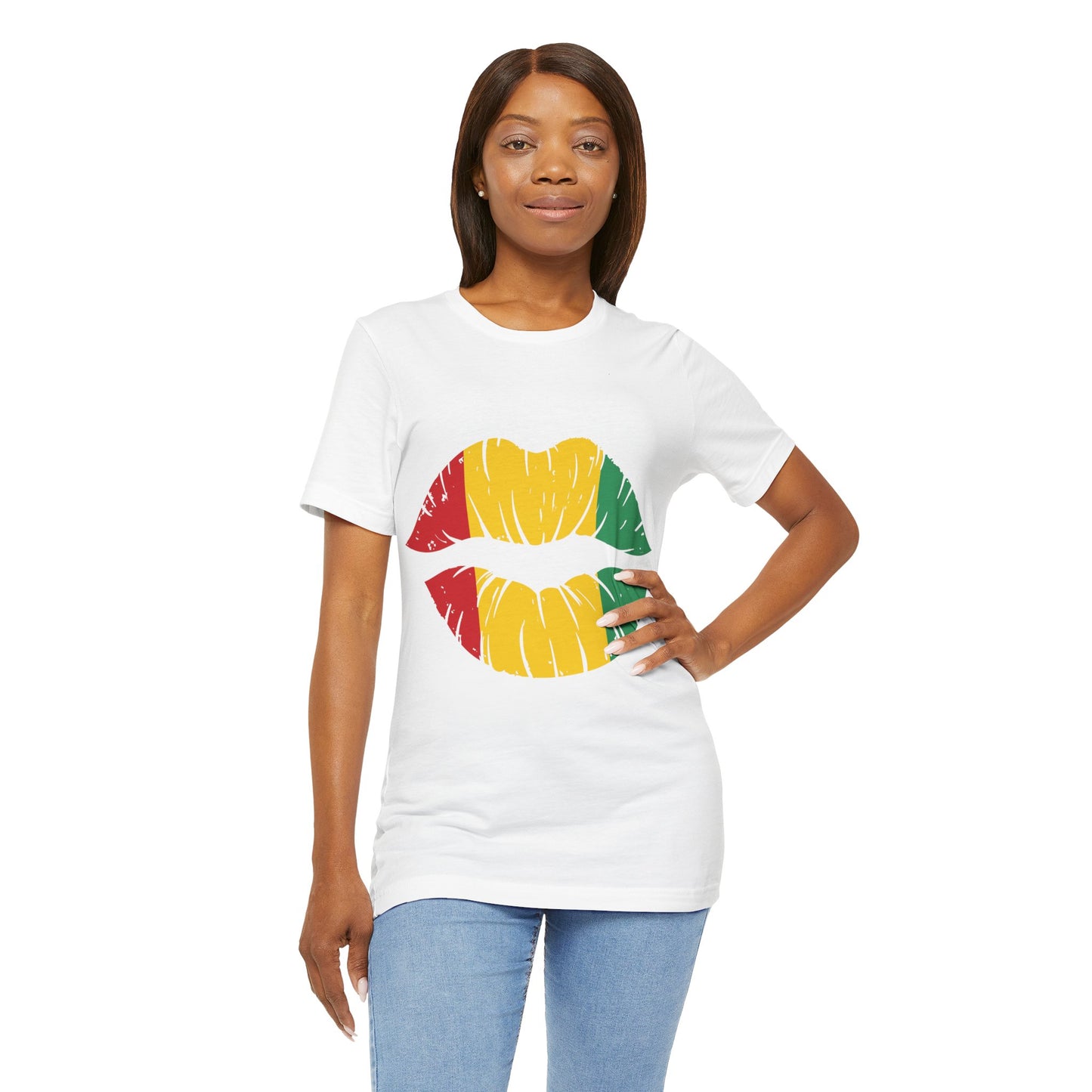 Cute Trendy Top with Red, Grenn and Yellow Lips Unisex Jersey Short Sleeve Tee