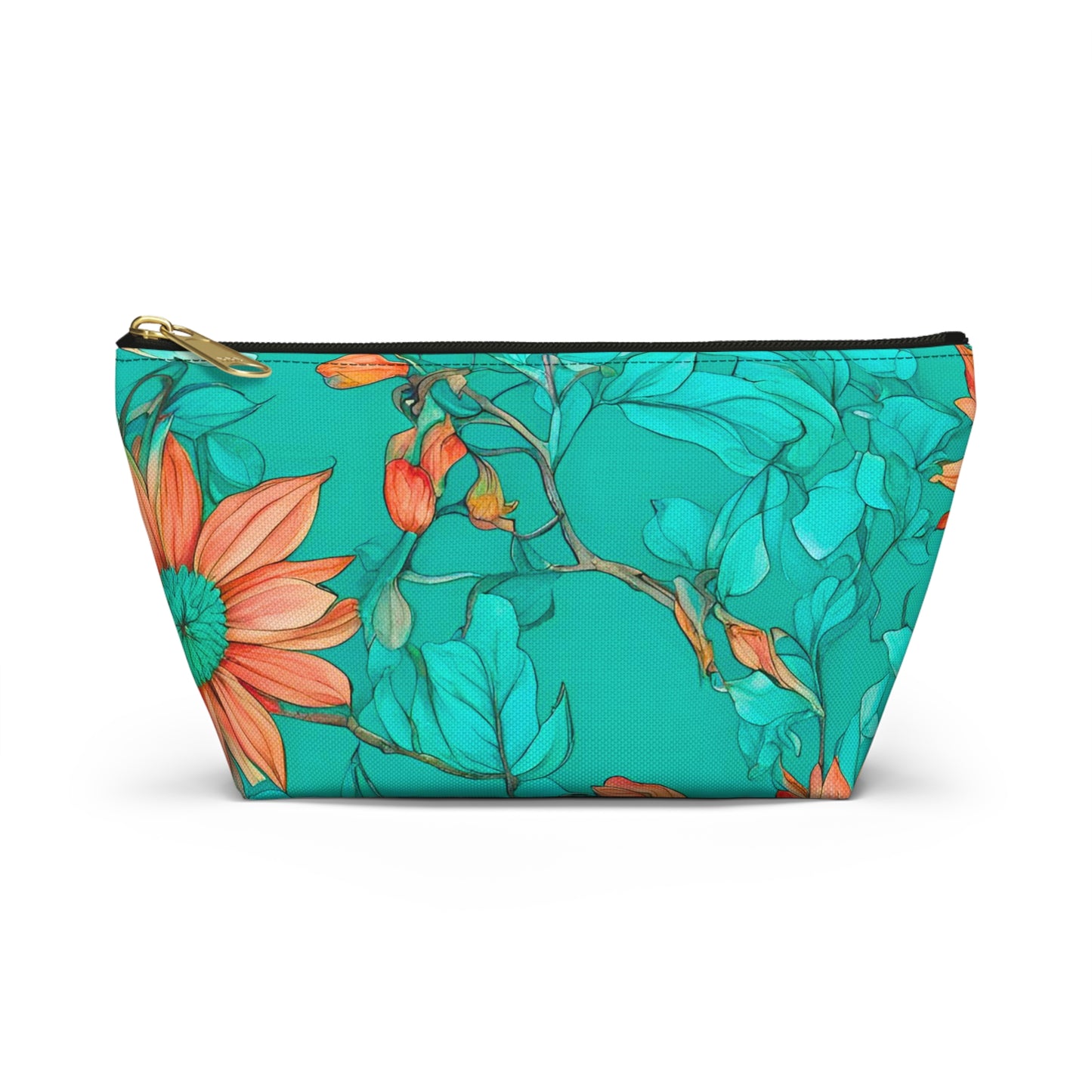 Floral Accessory Pouch/Make-up Bag wide T-bottom