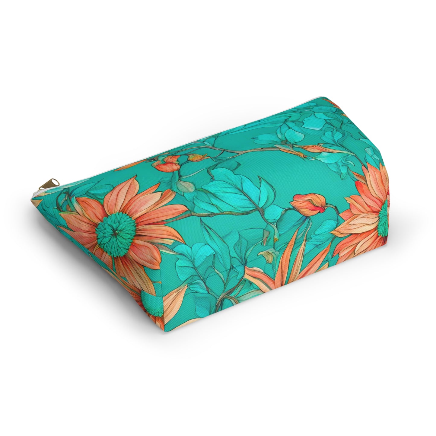 Floral Accessory Pouch/Make-up Bag wide T-bottom