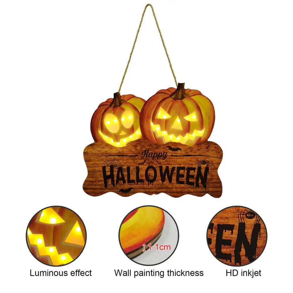 Halloween Decoration LED Light Door Hanging Welcome Sign