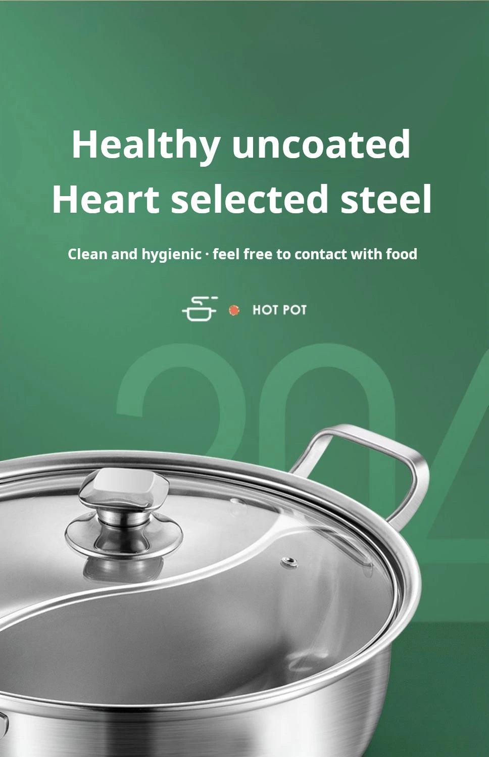 Dual-Section Stainless Steel Hot Pot for Versatile Cooking 32cm