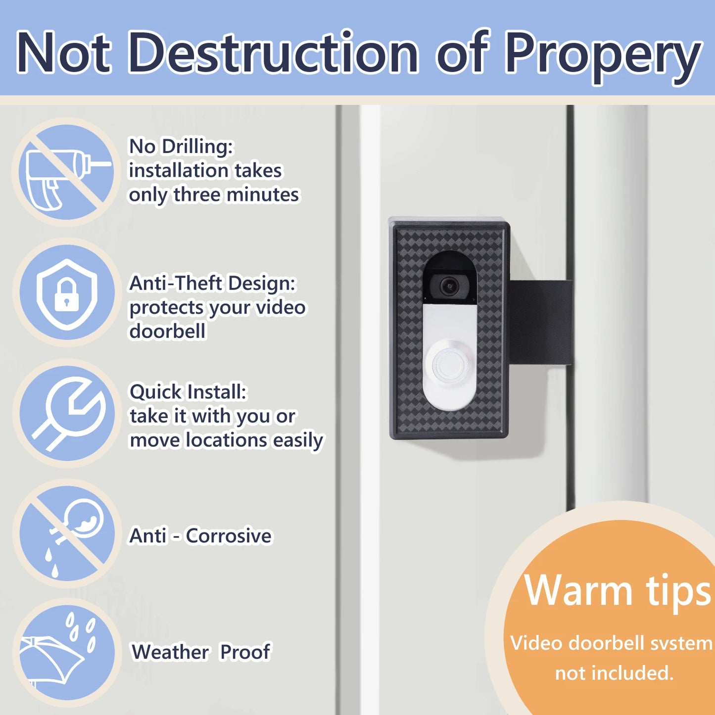 Anti-Theft Video Doorbell Mount