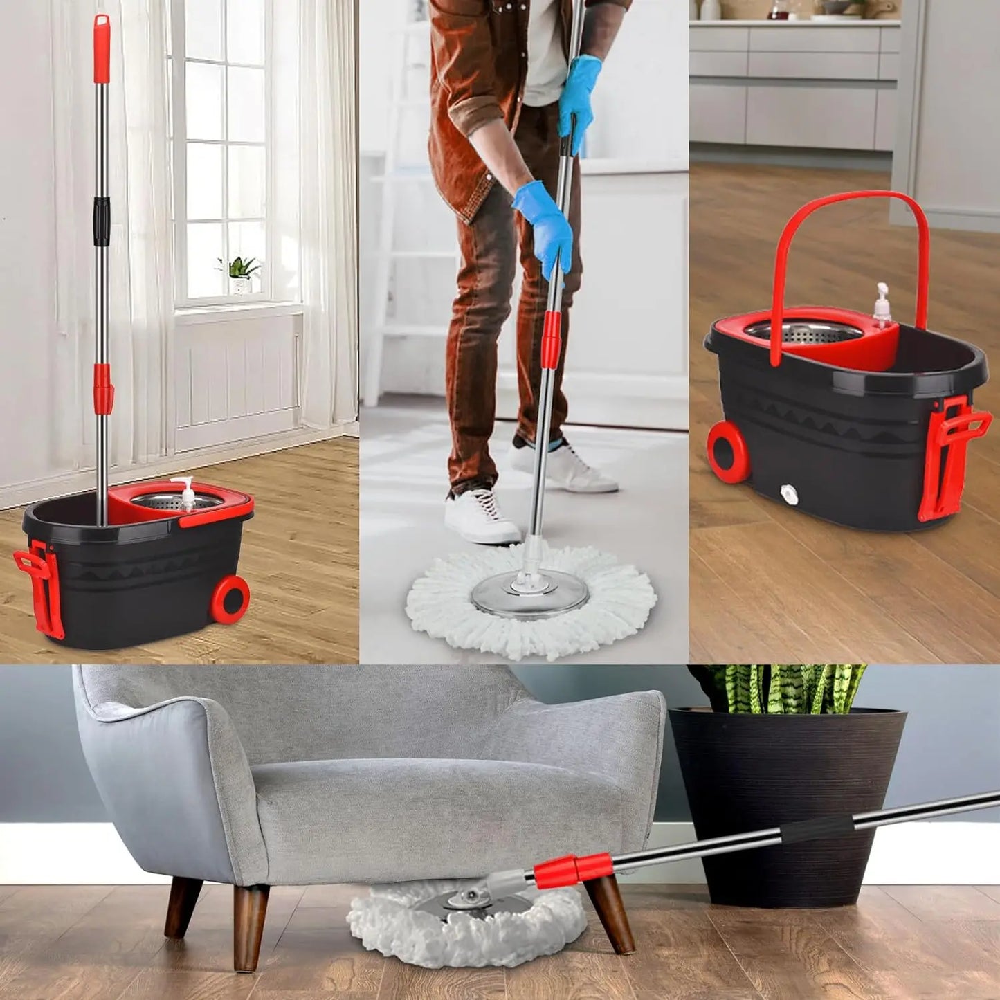 360° Spin Mop Bucket Sets Wrings System