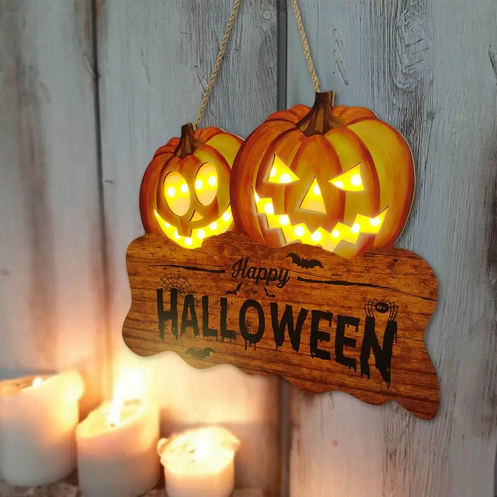 Halloween Decoration LED Light Door Hanging Welcome Sign