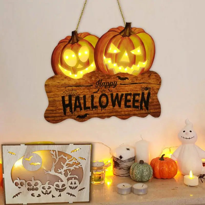 Halloween Decoration LED Light Door Hanging Welcome Sign